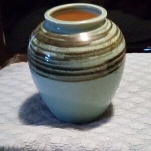 Source Unknown Green and Brown Ceramic Vase
